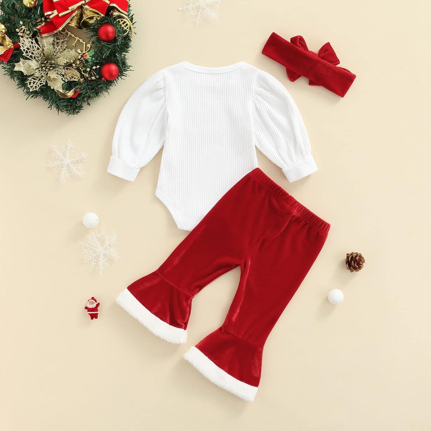 Infant Baby Girls Valentine'S Day Outfits Ruffle Long Sleeve Heart Printed Romper Jumpsuit Pants with Headband 0-24M